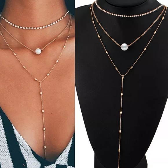 Pawsitively Posh Jewelry - {NINA} dainty gold pearl lariat long necklace